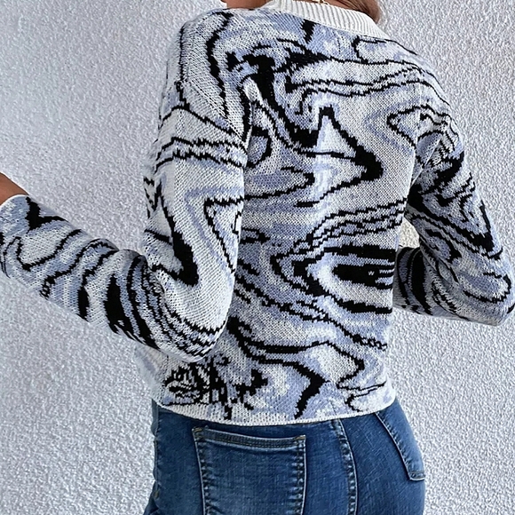 Women Casual Knitted  Print Sweater. - Picture 3 of 6